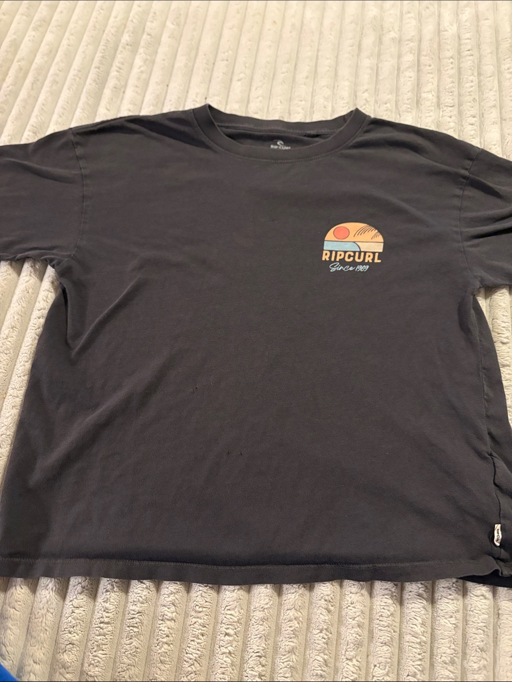 Rip Curl Black Short-Sleeve Logo Tee with Orange Accent